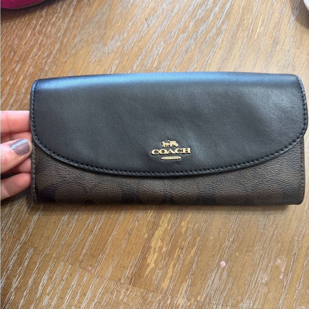 Coach Black and Brown Leather Wallet
